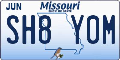 MO license plate SH8Y0M