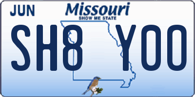 MO license plate SH8Y0O