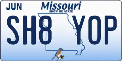 MO license plate SH8Y0P