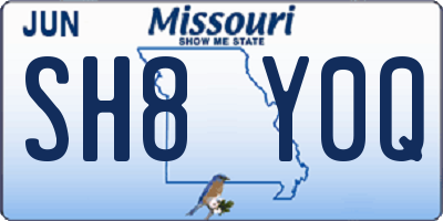 MO license plate SH8Y0Q