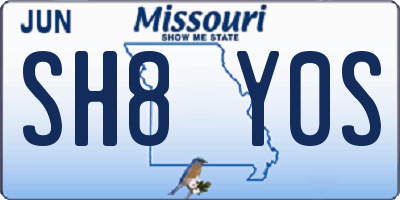 MO license plate SH8Y0S