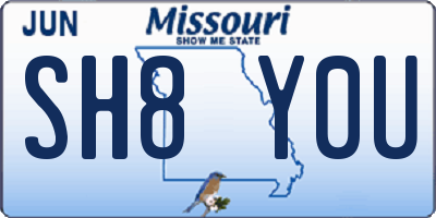 MO license plate SH8Y0U