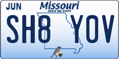 MO license plate SH8Y0V