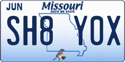 MO license plate SH8Y0X