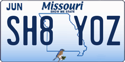 MO license plate SH8Y0Z