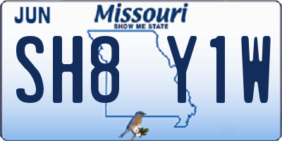 MO license plate SH8Y1W