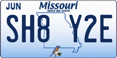 MO license plate SH8Y2E