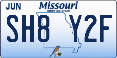 MO license plate SH8Y2F