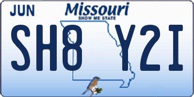 MO license plate SH8Y2I