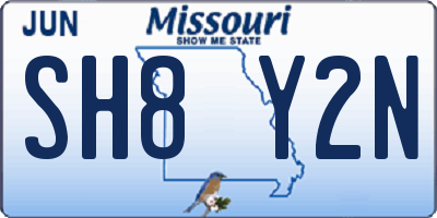 MO license plate SH8Y2N