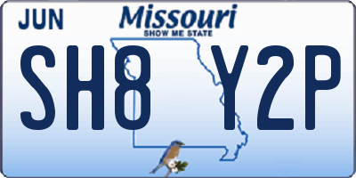 MO license plate SH8Y2P