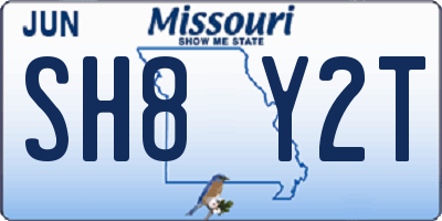 MO license plate SH8Y2T