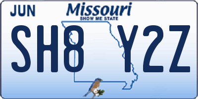 MO license plate SH8Y2Z