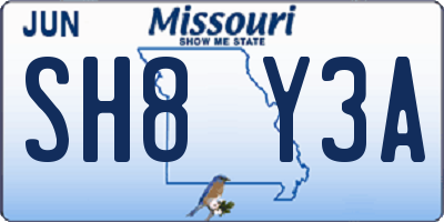 MO license plate SH8Y3A