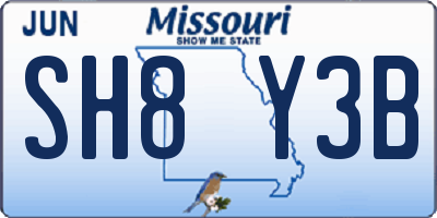 MO license plate SH8Y3B