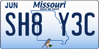 MO license plate SH8Y3C