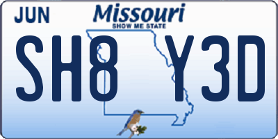 MO license plate SH8Y3D