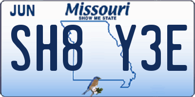 MO license plate SH8Y3E
