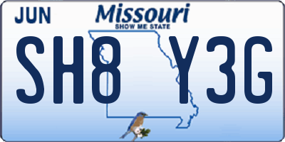 MO license plate SH8Y3G
