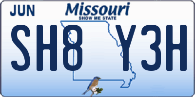 MO license plate SH8Y3H