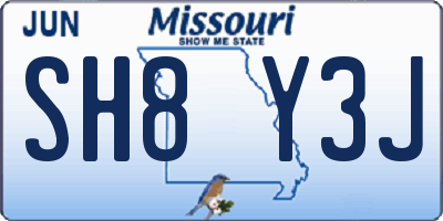 MO license plate SH8Y3J