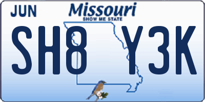 MO license plate SH8Y3K