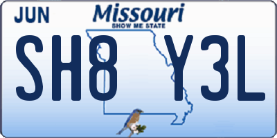 MO license plate SH8Y3L