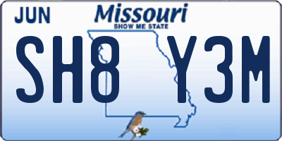 MO license plate SH8Y3M