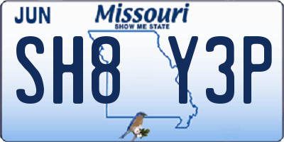 MO license plate SH8Y3P
