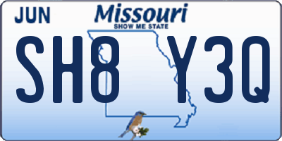 MO license plate SH8Y3Q