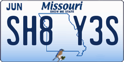 MO license plate SH8Y3S