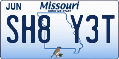 MO license plate SH8Y3T