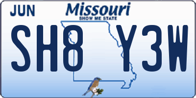 MO license plate SH8Y3W