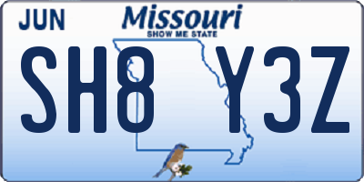 MO license plate SH8Y3Z
