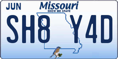 MO license plate SH8Y4D