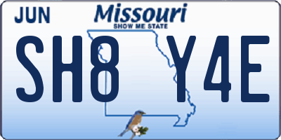 MO license plate SH8Y4E