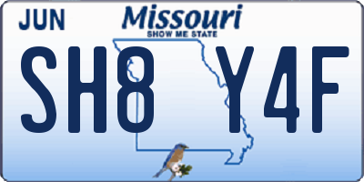 MO license plate SH8Y4F