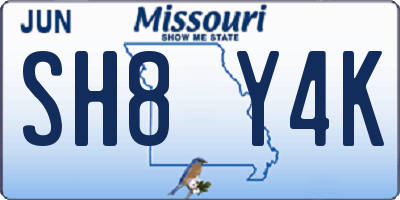 MO license plate SH8Y4K