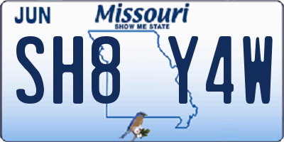 MO license plate SH8Y4W