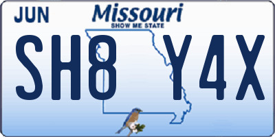 MO license plate SH8Y4X