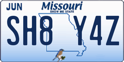 MO license plate SH8Y4Z