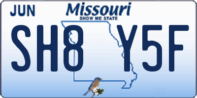 MO license plate SH8Y5F