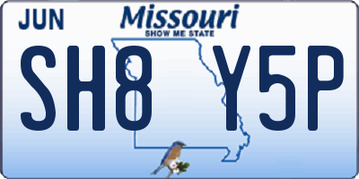 MO license plate SH8Y5P