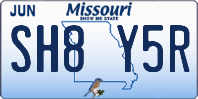 MO license plate SH8Y5R