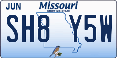 MO license plate SH8Y5W