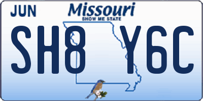MO license plate SH8Y6C