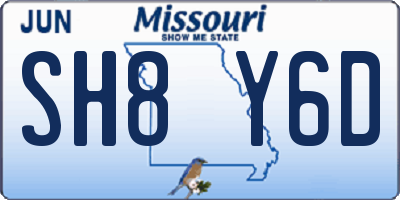 MO license plate SH8Y6D