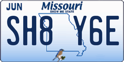 MO license plate SH8Y6E