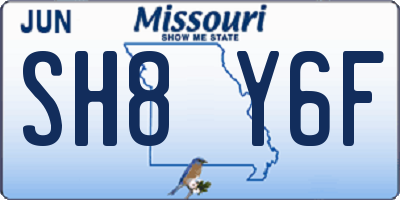 MO license plate SH8Y6F