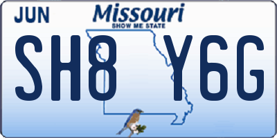 MO license plate SH8Y6G